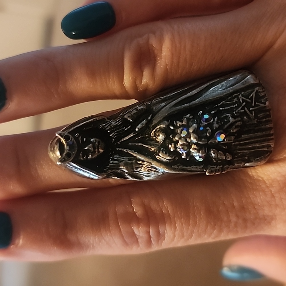 Silver Statement Ring With Multicolor Accents - image 2